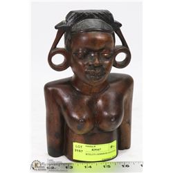 WOOD FERTILITY GODDESS STATUE, 8" TALL