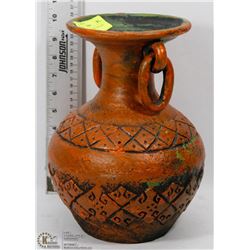 HANDLED AND RINGED POTTERY VASE