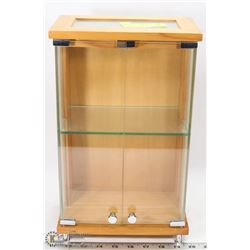 SMALL WOODEN CASIO CABINET WITH GLASS SHELF