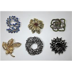 4 - LOT OF 6 VINTAGE BROOCHES