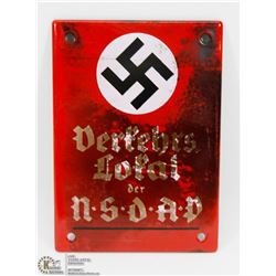 GERMAN NAZI N.S.D.A.O. METAL SIGN 7"X5".