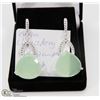 Image 1 : #12-GREEN CHALCEDONY & CZ  GEMSTONE EARRINGS