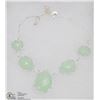 Image 1 : #11-GREEN CHALCEDONY & CZ  GEMSTONE NECKLACE