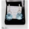 Image 1 : #18-SWISS BLUE TOPAZ & CZ GEMSTONE EARRINGS