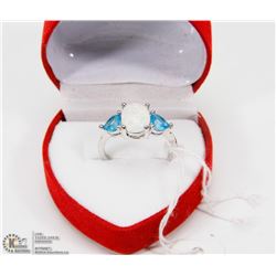 #57-AUSTRALIAN TRIPLE FIRE OPAL & TOPAZ  RING