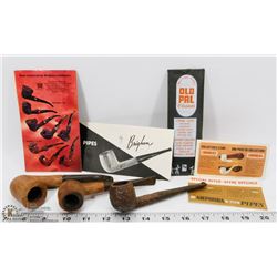 LOT OF 3 VINTAGE PIPES WITH BOOKLETS