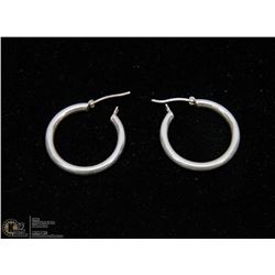PAIR OF THICK STERLING SILVER HOOP EARRINGS.