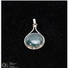 Image 1 : STERLING PENDANT WITH LARGE LABRADORITE STONE.