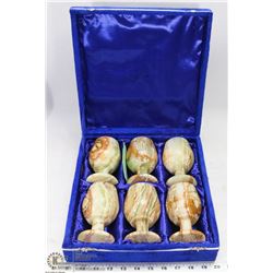 VELVET CASE WITH 6 ONYX GOBLETS