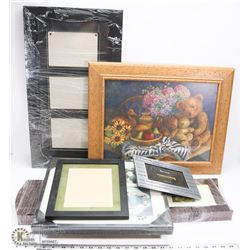 LOT WITH PICTURE FRAMES INCL FAMED PICTURE