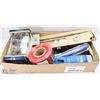 Image 1 : BOX OF ASSORTED GARAGE ITEMS INCL WEISER DOOR