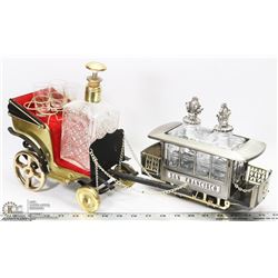 2 VINTAGE MUSICAL DECANTER SETS