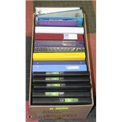BOX OF ASSORTED BINDERS