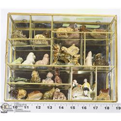 WALL DISPLAY CASE WITH 24 VINTAGE  WADE FIGURES