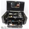 Image 1 : LARGE BLACK JEWELRY BOX W CONTENTS INCLUDED