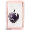 Image 1 : AMETHYST HEART SHAPED SEMI PRECIOUS PENDANT W/