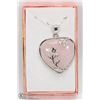Image 1 : ROSE QUARTZ HEART SHAPED SEMI PRECIOUS PENDANT W/