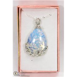 OPALITE TEAR DROP SHAPED SEMI PRECIOUS PENDANT