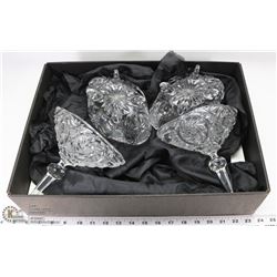 LOT OF TWO MATCHING CRYSTAL  VASES W POINTED LIDS