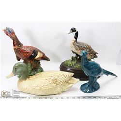 LOT OF 4 GAME BIRD FIGURES. PHEASANT, GOOSE,DUCK