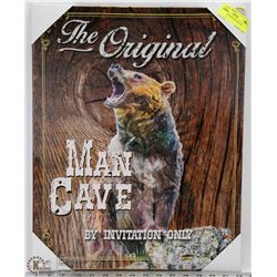 MAN CAVE BEAR ON CANVAS