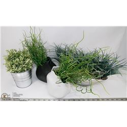 FLAT OF ARTIFICIAL PLANTS W/ VASES OR POTS