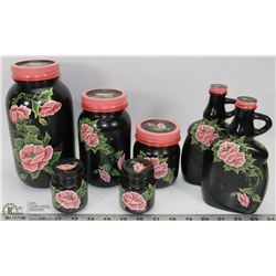 LOT OF 6 HANDPAINTED MASON JARS + BOTTLES