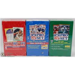 3 UNOPENED CASES OF NFL FOOTBALL AND BASKETBALL