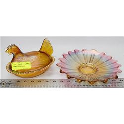 2 CARNIVAL GLASS DISHES