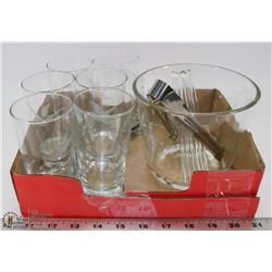 VINTAGE ETCHED GLASS WHISKEY SET
