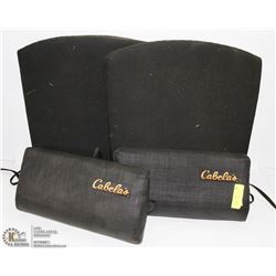 PAIR OF SEAT CUSHIONS AND CABELAS BACK NECK REST
