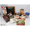 Image 1 : LARGE BOX OF ASSORTED COLLECTIBLE TINS AND