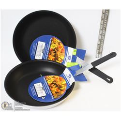 10" COATED ALUMINUM FRY PANS - LOT OF 2 - NEW