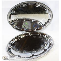 NEW OVAL TRAYS 18" PLATED STEEL - LOT OF 4