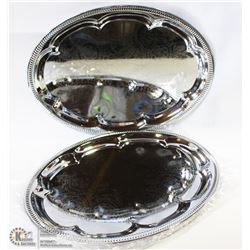 NEW OVAL TRAYS 18" PLATED STEEL - LOT OF 4