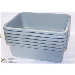 GREY TOTE BOXES -  LOT OF 6 - NEW