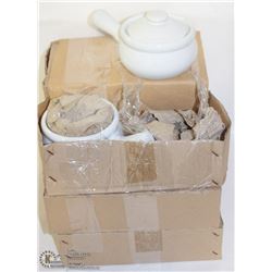 LOT OF 12 - ONION SOUP BOWL WHITE /COVERS