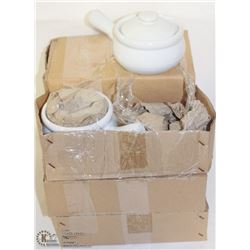 LOT OF 12 - ONION SOUP BOWL WHITE /COVERS
