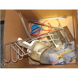BOX OF ICE SCOOPS/OIL TESTERS/THERMOMETER