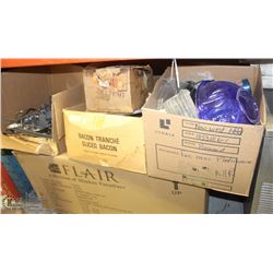 LOT OF ASSORTED GLASSES, TRAYS, COAT HANGERS