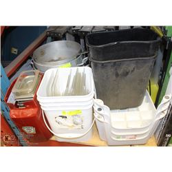 LOT OF ASSORTED STOCK POTS, INSERTS, NON MATCHING