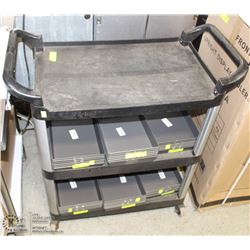 3 TIER PLASTIC ROLLING CART 27"X18"X32"