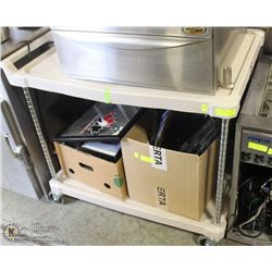 2 TIER PLASTIC CART ON WHEELS 36" X 27" X 33"