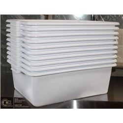 LOT OF 10 NEW WHITE 7" DEEP TOTES