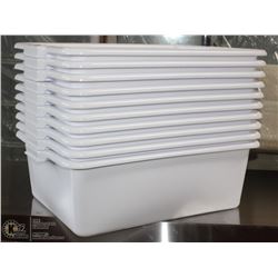 LOT OF 10 NEW WHITE 7" DEEP TOTES