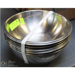 LOT OF 10 STAINLESS STEEL 9" BOWLS
