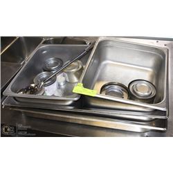 LOT OF 2 FULL SIZE CHAFER PANS & 2 1/2 SIZE PANS