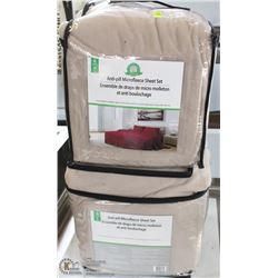 LOT OF 2 MICROFLEECE SHEET SETS TAN QUEEN SIZE