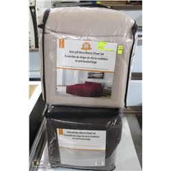 LOT OF 2 MICROFLEECE SHEET SETS 1 GREY & 1 BEIGE