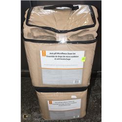 LOT OF 2 MICROFLEECE SHEET SETS BEIGE KING SIZE